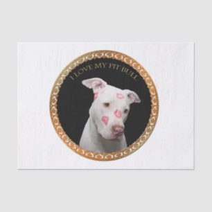 Papier Mousseline Le pitbull blanc avec le rouge embrasse partout