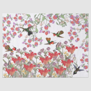 Papier Mousseline Le pois doux d'oiseaux de colibri fleurit le