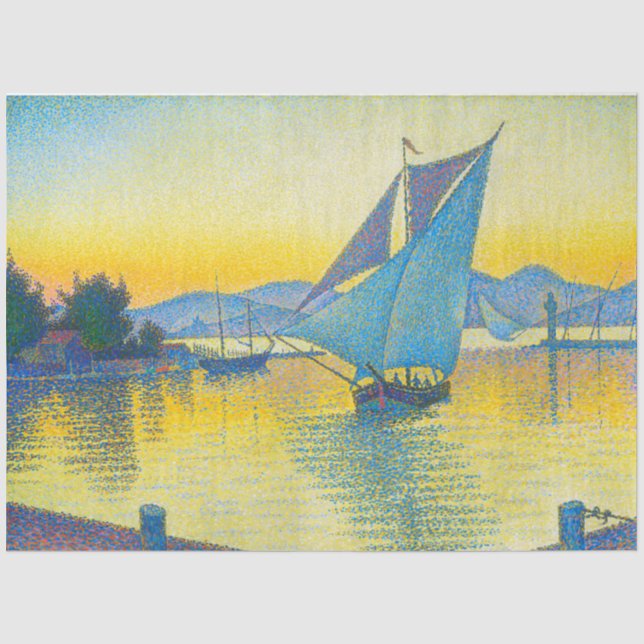 Papier Mousseline Le port au coucher du soleil, Signac (Recto)