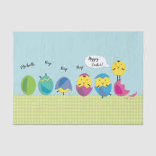 Papier Mousseline Le poussin heureux de Pâques ajoutent le nom