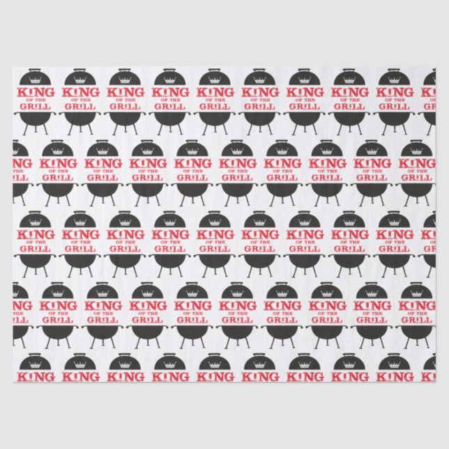 Papier Mousseline Le Roi Du Grill, Blanc Noir Couronne Rouge (Recto)