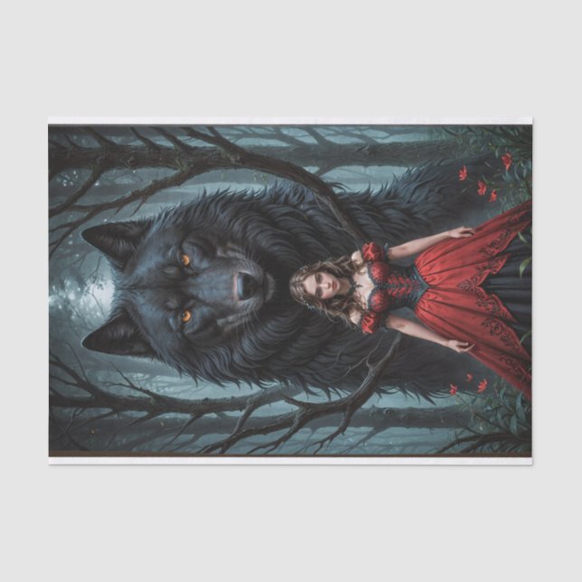 Papier Mousseline Le rouge et le loup noir (Recto)