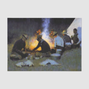 Papier Mousseline "Le souper du chasseur" par Frederic Remington
