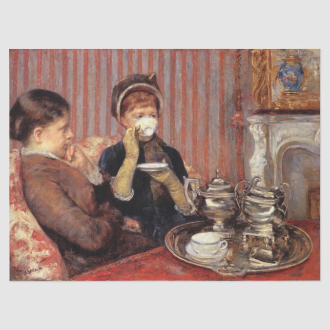 Papier Mousseline Le thé de Mary Cassatt Tissue Paper (Recto)