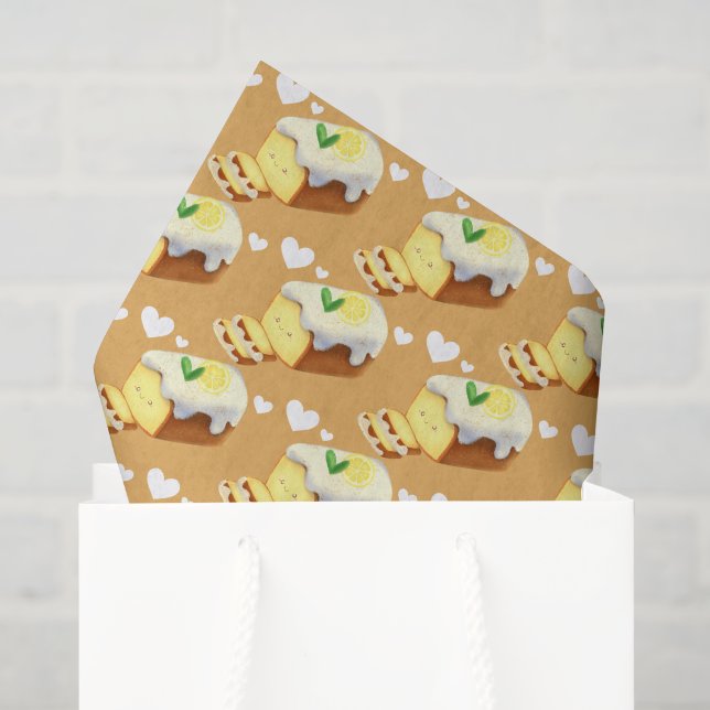 Papier Mousseline Lemon Loaf Cake Bread With Icing (Sac cadeau)