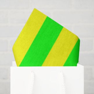 Papier Mousseline Lemon Yellow and Lime Green Stripes 