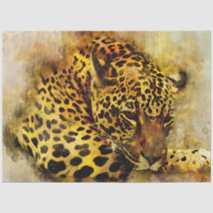 Papier Mousseline Leopard Artisan Aquarelle Découpage Papier de tiss