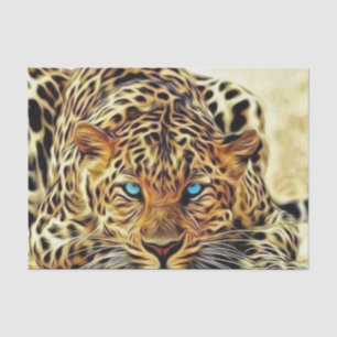 Papier Mousseline Leopard des yeux bleus
