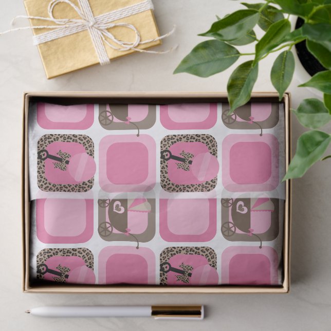 Papier Mousseline Léopard et bébé rose (Cadeau)