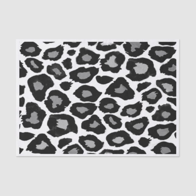 Papier Mousseline Léopard - noir et blanc (Recto)