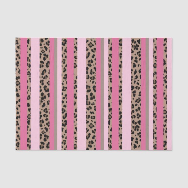 Papier Mousseline Léopard rayé et rose (Recto)