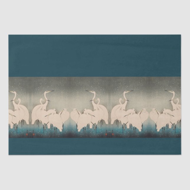 Papier Mousseline Les aigrettes japonaises dans le papier de tissus  (Recto)