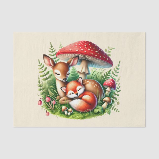 Papier Mousseline Les animaux des forêts sont mignons renard (Recto)