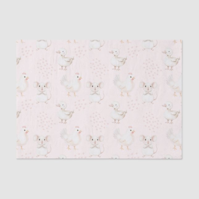 Papier Mousseline Les animaux mignons en rose (Recto)