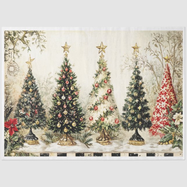 Papier Mousseline Les beaux arbres de Noël (Recto)