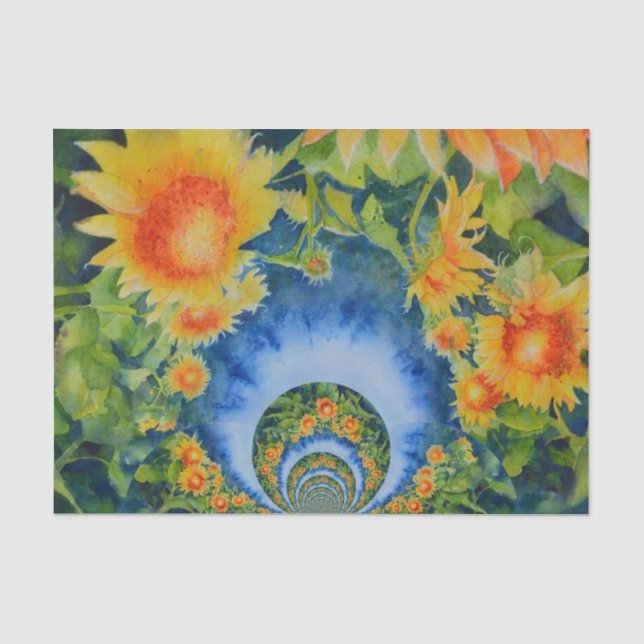 Papier Mousseline Les champs de tournesol pour toujours, mandala de  (Recto)