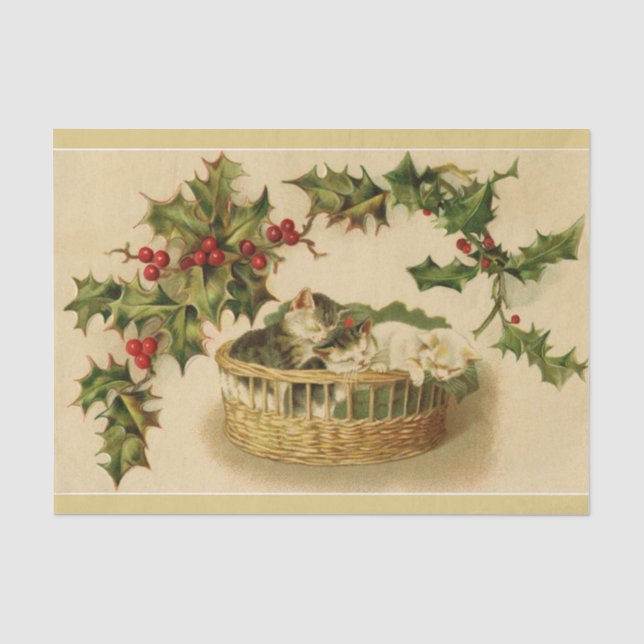 Papier Mousseline Les chatons de Noël et le papier de tissus creux (Recto)