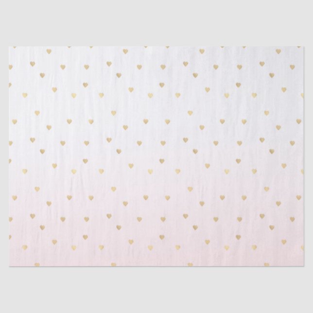 Papier Mousseline Les coeurs d'or rougissent Ombre rose (Recto)