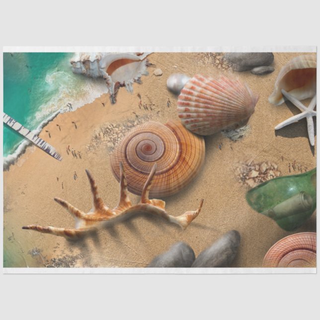 Papier Mousseline Les Coquillages Sur La Plage Découpage (Recto)