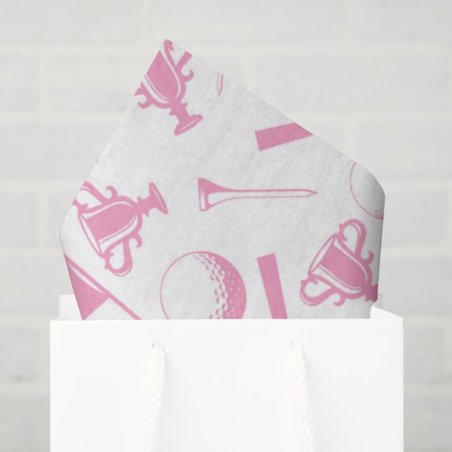Papier Mousseline Les dames Golf Rose Vert Blanc Préppy Golf (Sac cadeau)