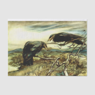 Papier Mousseline Les deux corbeaux ou corbies Twa font un mane
