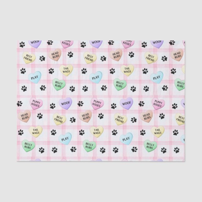 Papier Mousseline Les Empreintes de pattes de Dog Love Hearts (Recto)