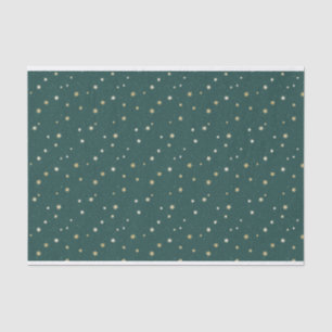 Papier Mousseline Les étoiles d'or sur le ciel vert Noël
