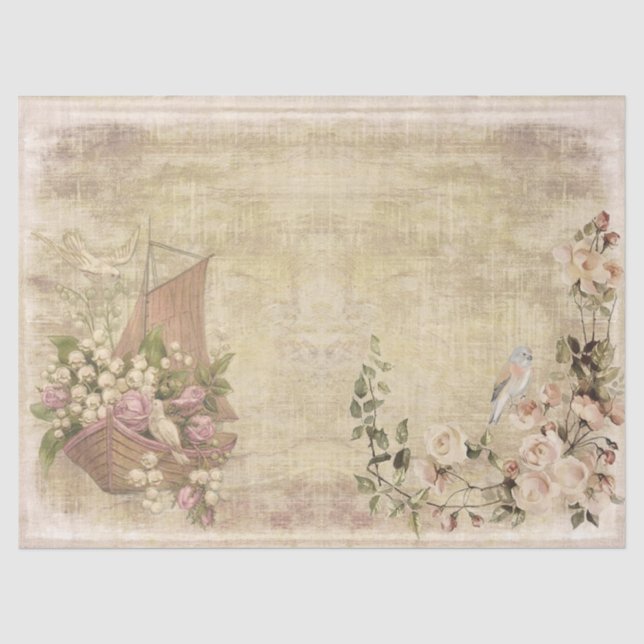 Papier Mousseline Les fleurs, les bateaux et les oiseaux en décompos (Recto)