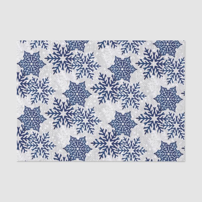 Papier Mousseline Les flocons bleus et blancs de Noël (Recto)