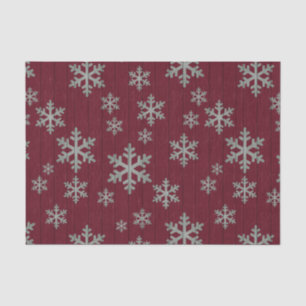 Papier Mousseline Les flocons de neige argentent sur le rouge