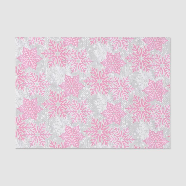 Papier Mousseline Les flocons roses et blancs de Noël (Recto)