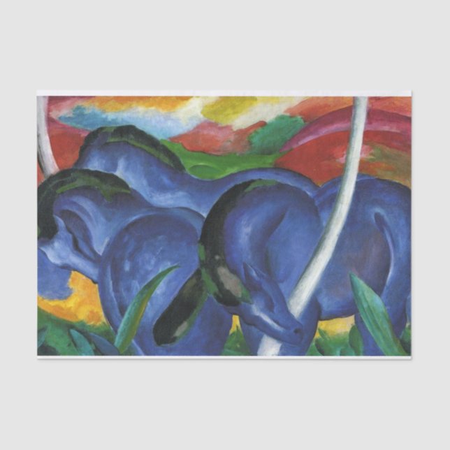 Papier Mousseline Les grands chevaux bleus par Franz Marc Tissue Pap (Recto)