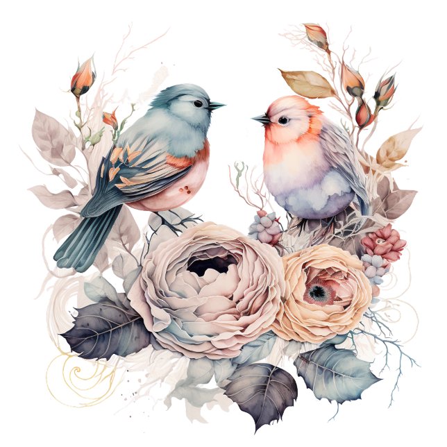 Papier Mousseline Les oiseaux et les fleurs chics du Shabby (Créateur téléchargé)