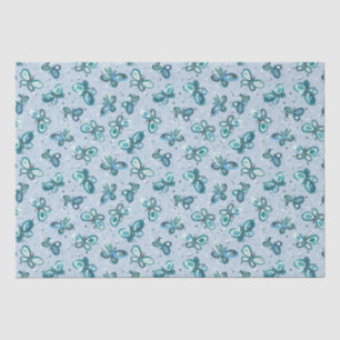 Papier Mousseline Les papillons Doodle Bugs - bleu - motif sans soud