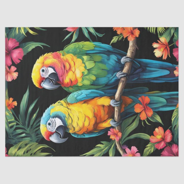Papier Mousseline Les perroquets tropicaux (Recto)