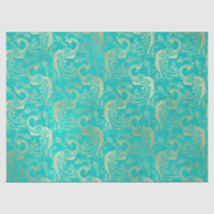 Papier Mousseline Les piocks de l'or des Boho sur la découpage Aqua