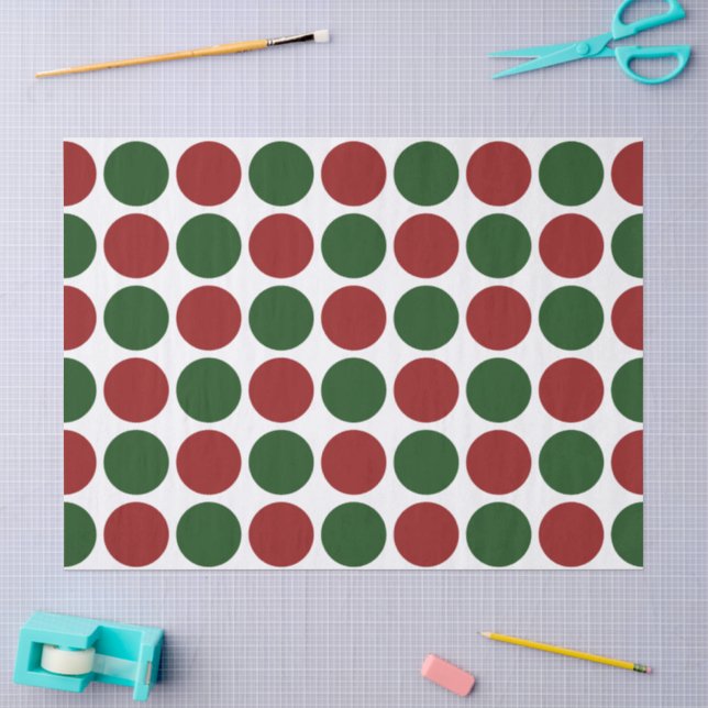 Papier Mousseline Les Pois rouges et verts sur le Livre blanc (Artisanat)
