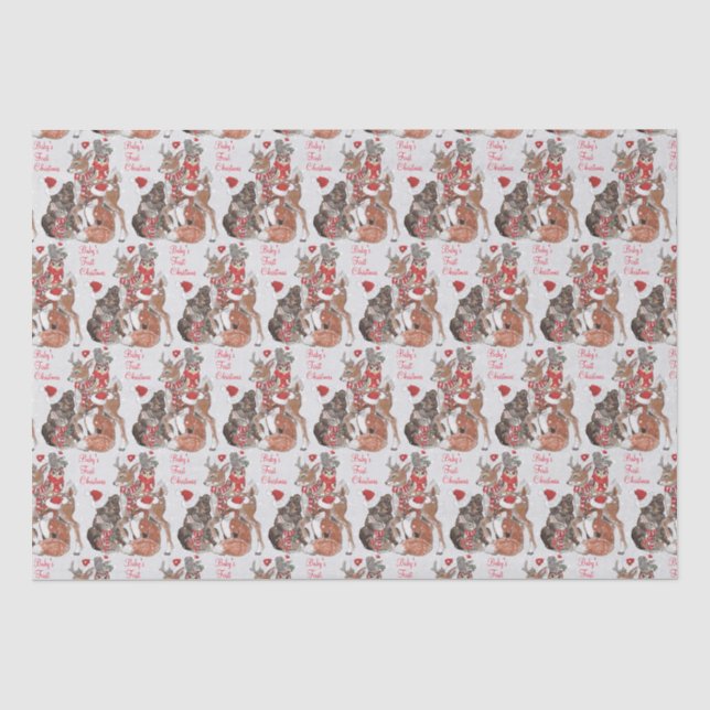Papier Mousseline Les premiers animaux en bois de Noël du bébé Lapin (Recto)