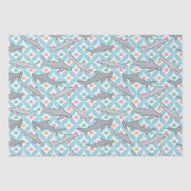 Papier Mousseline Les requins nager au milieu du siècle actuel (Recto)