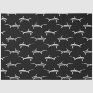 Papier Mousseline Les requins noirs dessinent l'art marin marin Vint