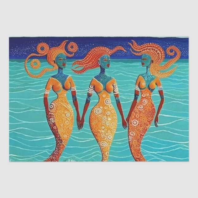 Papier Mousseline Les sirènes de mosaïque sur les sables égyptiens (Recto)