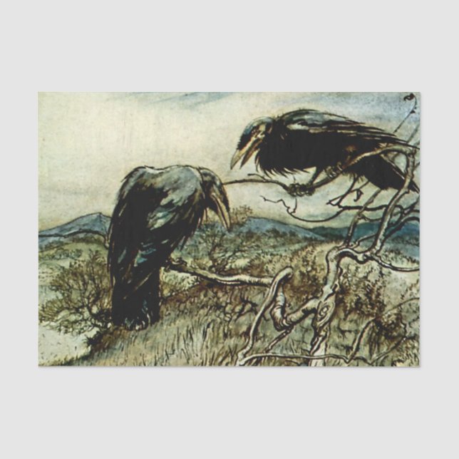 Papier Mousseline « Les Twa Corbies » par Arthur Rackham (Recto)