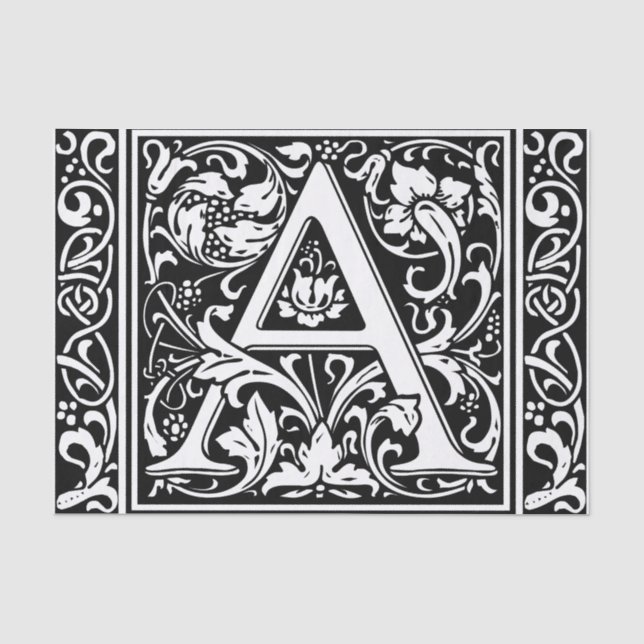 Papier Mousseline Lettre A Monogramme Médiéval Art Nouveau (Recto)