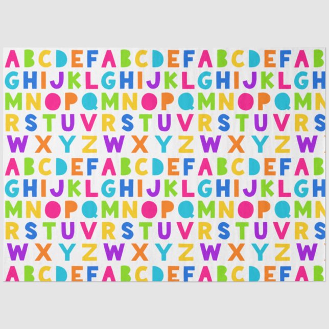 Papier Mousseline Lettre arc-en-ciel Alphabet papier Tissu (Recto)