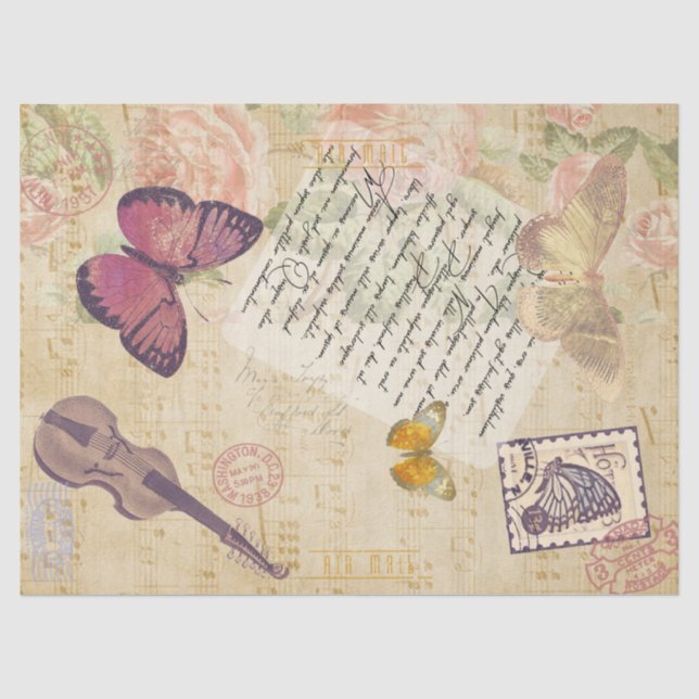 Papier Mousseline Lettre Au Beau Papillon (Recto)