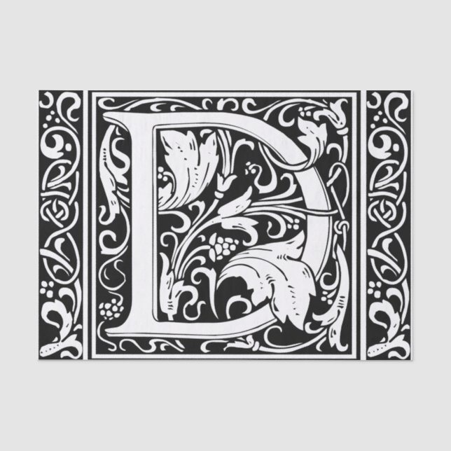 Papier Mousseline Lettre D Monogramme médiéval Art Nouveau (Recto)