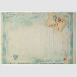 Papier Mousseline LETTRE D'AMOUR Bleue Ephémère Vintage No1