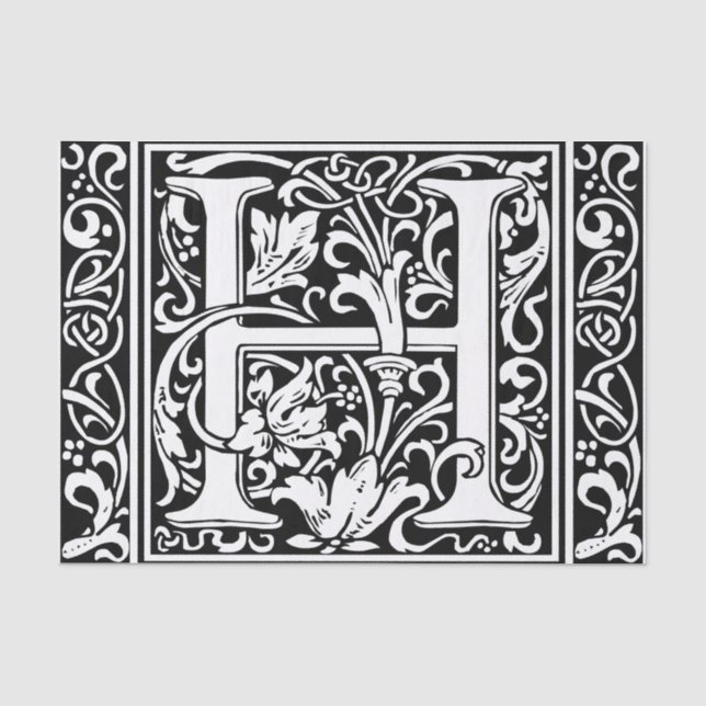Papier Mousseline Lettre H Monogramme médiéval Art Nouveau (Recto)