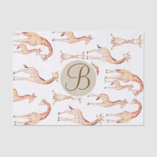 Papier Mousseline Lettre initiale monogramme Baby Shower girafes bro