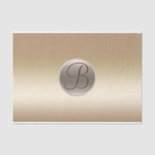 Papier Mousseline Lettre Initiale Monogramme Elégant Doré Brillance 
